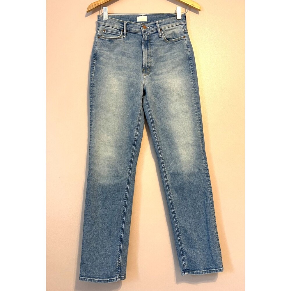 MOTHER The Dazzler Ankle Jeans Blue Wash 28 Stretch High-Rise Denim Chic Minimal